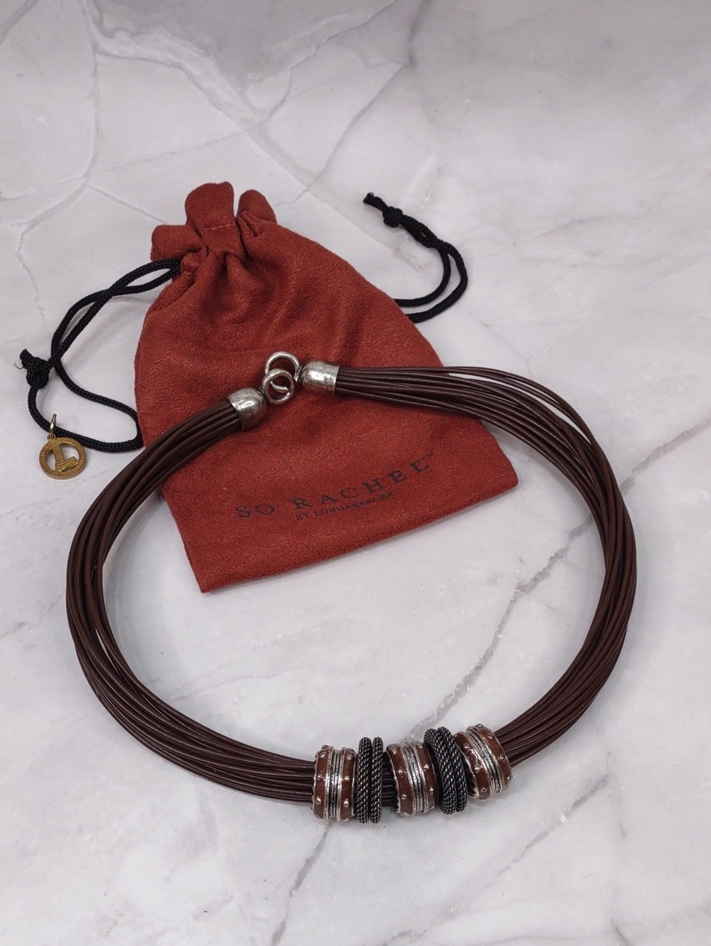 So Rachel By Longaberger Multi-Strand Leather Cord Necklace